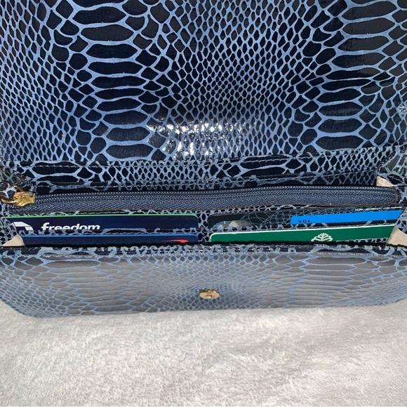 MICHAEL KORS Blue Gold Snakeskin Reptile Python Long Bifold Wallet - Picture 11 of 13